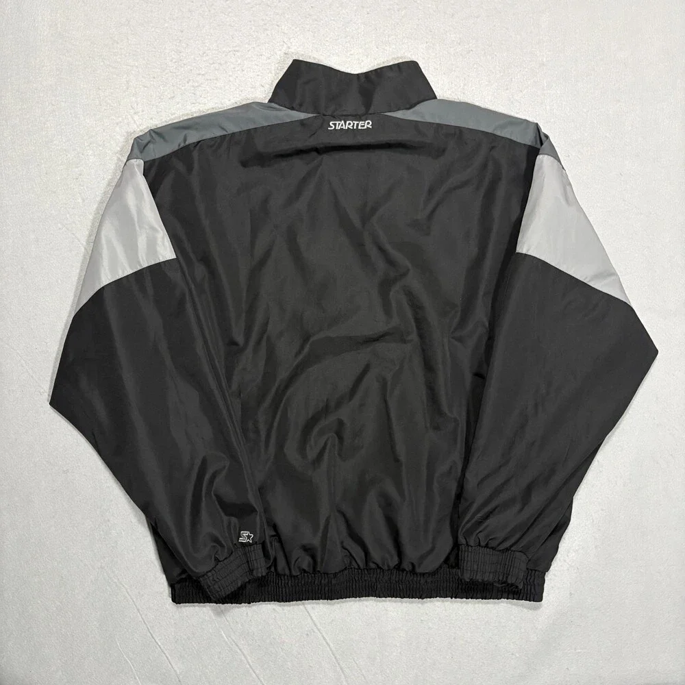 Starter Windbreaker Jacket Men's 2XL Black Full Zip Track Y2K